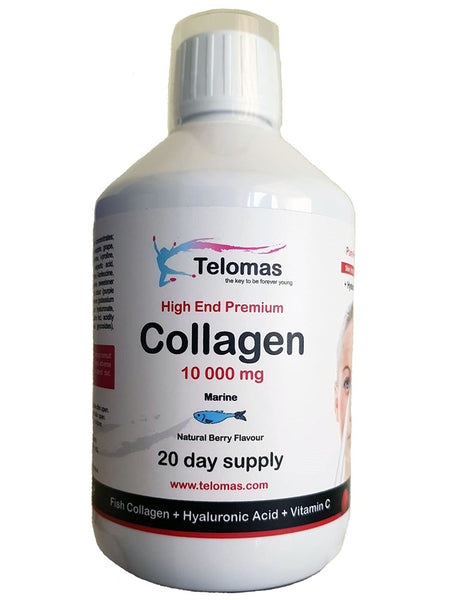 High End Premium Liquid Hydrolyzed Fish Collagen 10 000 mg Pure Peptide + Hyaluronic Acid + Vitamin C